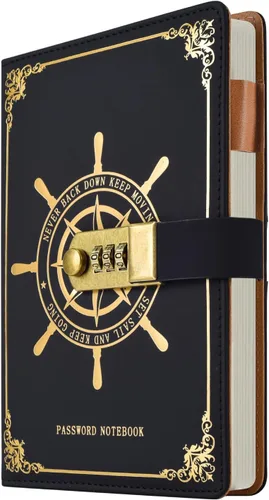 ARRLSDB PU Leather Journal with Lock, A5 Size Diary with Combination Lock (Journal with Combination Lock) Password Notebook Locking Student Diary