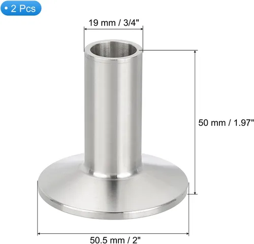 Miniatura 2 de PATIKIL Accesorio sanitario de acero inoxidable 304, 2 piezas de abrazadera de soldadura larga Montaje de tubería de virola de 3/4 "(19 mm) tubo