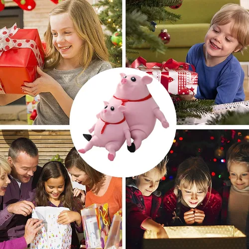 Miniatura 3 de Pink Piggy Squishy Toy - Adorable juguete de descompresión de cerdo para aliviar el estrés, diversión perfecta para niños y adultos (cerdito mediano)