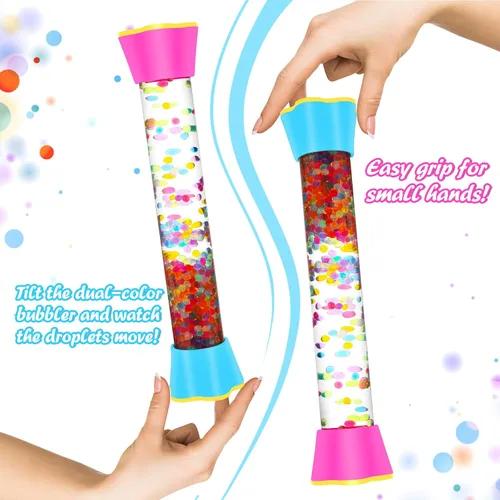 Tubos sensoriales antiestrés – Juguetes calmantes para niños – Tubo sensorial con botella de purpurina, giratorio por gravedad, espiral de gota de