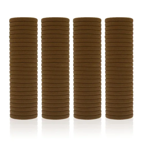 Miniatura 9 de Paquete de 100 ligas para el cabello sin costuras para mujeres y niñas, soportes para cola de caballo para cabello grueso (blanco)