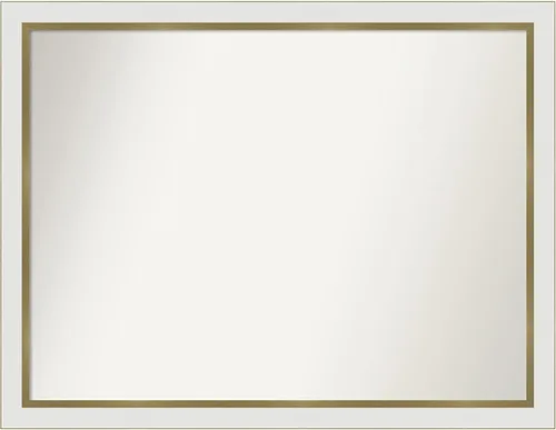 Miniatura 154 de Amanti Art Espejo de baño blanco para sobre el fregadero, 30 x 35 pulgadas, espejo de tocador rectangular estrecho de Eva de oro blanco, marco