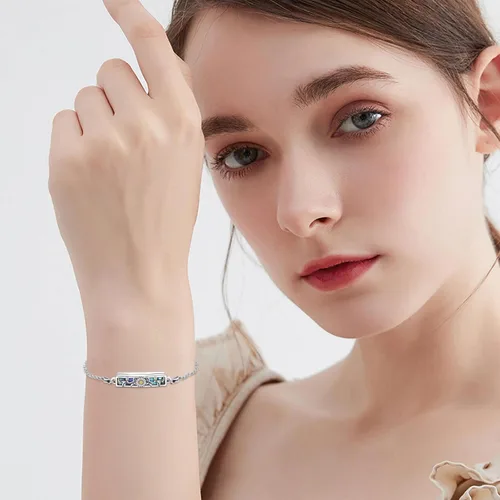 Miniatura 2 de ONEFINITY Pulsera de urna para cenizas, plata de ley 925, concha de abulón, colibrílibélulamariposagirasol, joyería de cremación para cenizas
