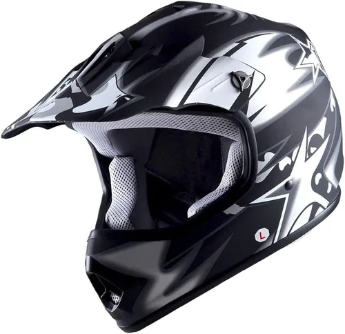 WOW Youth Kids Motocross BMX MX ATV Dirt Bike Moutain Helmet Storm Black Estrella Negro Mate