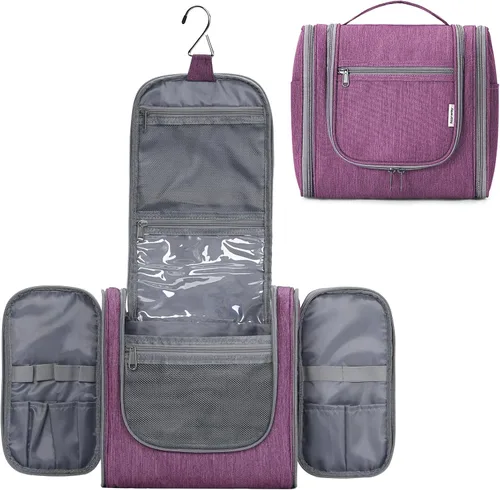 Narwey - Neceser de viaje colgante, organizador de maquillaje y productos cosméticos para mujeres y hombres, Aa-morado., L