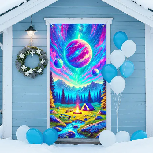 Miniatura 13 de IVN Cubierta para puerta de cóctel de neón, póster de luz LED, diseño de palmera y paraguas con rodaja naranja, vibrante brillo de neón de 12 x 18