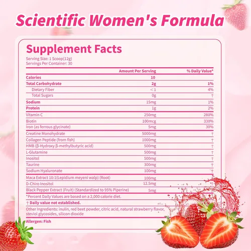 Miniatura 9 de LanranBee Creatina HMB para mujeres, 0.18 oz de creatina micronizada monohidrato en polvo con colágeno suplemento para el entrenamiento para apoyo
