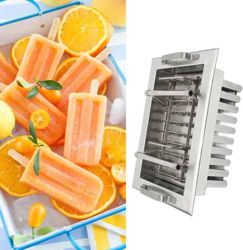 Miniatura 4 de Molde de metal para paletas, molde comercial para paletas, 40 agujeros para palitos de acero inoxidable con soporte, molde para paletas de hielo