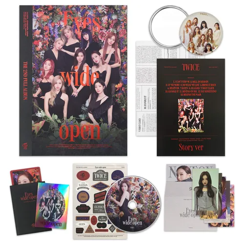 TWICE 2º Álbum - EYES WIDE OPEN STORY ver. Libro de fotos + tarjeta de mensaje + póster lírico + calcomanía + tarjetas de fotos
