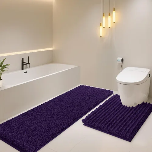 Miniatura 17 de ACCUMTEK - Juego de 2 alfombras de baño de lujo en color beige de 32"x20"+24"x17", alfombras de baño ultra suaves y gruesas absorbentes, alfombra
