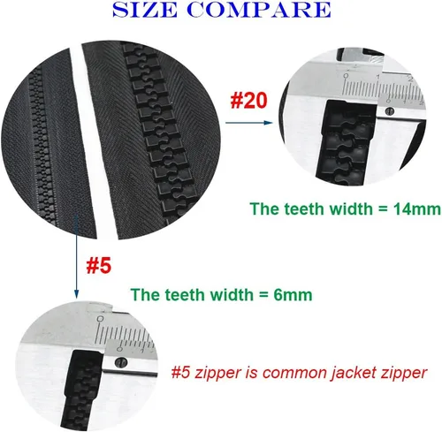 Miniatura 4 de YaHoGa 80 cm #20 Cremalleras de plástico gigantes para coser tiendas de campaña, abrigos, chaquetas de plumón, cubierta de barco, lona resistente