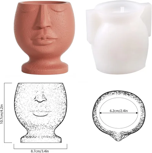 Miniatura 2 de Nicole Face Cement Flower Pot Mold Nordic Style Horcrete Mold Abstract Design Plant Flower Pot Molde de silicona SH0613