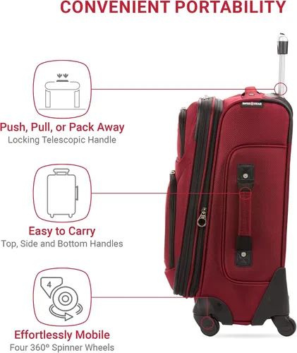 Miniatura 189 de SwissGear - Equipaje suave expandible Sion con ruedas, Negro