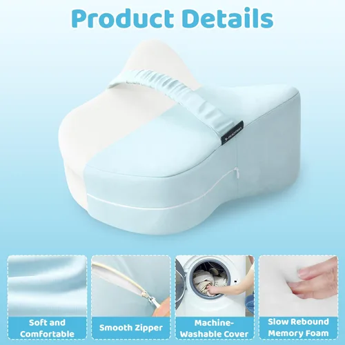 Miniatura 3 de Almohada de rodilla para dormir de lado, almohada de alivio del dolor de ciática entre las piernas mientras duermes, cojín de enfriamiento de espuma