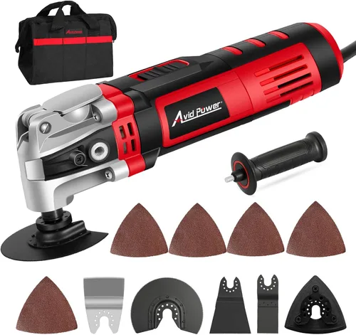 AVID POWER Herramienta oscilante, multiherramienta oscilante de 3.5 amperios con ángulo de oscilación de 4.5°, 6 velocidades variables y 13 Rojo
