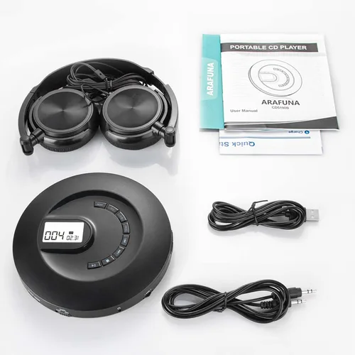 Miniatura 7 de Reproductor de CD portátil, reproductor de CD portátil recargable para coche y viajes, pequeño reproductor de CD con auriculares y antisaltos y a