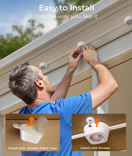 Miniatura 9 de DeckTok Luces permanentes para exteriores, luces inteligentes RGBWW de 100 pies y 60 lúmenes, luces inteligentes triple-LED, decoraciones al aire