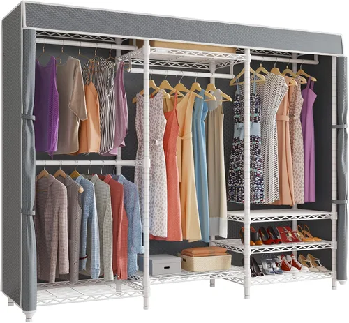 Miniatura 12 de VIPEK V5C Plus - Perchero de ropa portátil cubierto, armario portátil, perchero resistente con estantes ajustables, perchero de metal negro