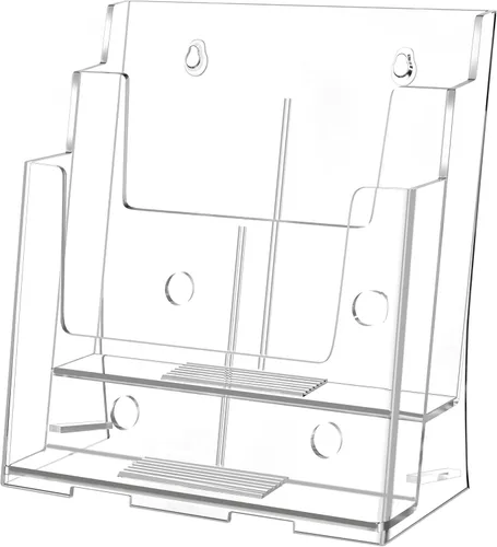 FUCDTEFC Soporte acrílico para folletos de 8.5 x 11 pulgadas y 4 x 9 pulgadas, soporte transparente de 2 niveles para revistas, soporte para