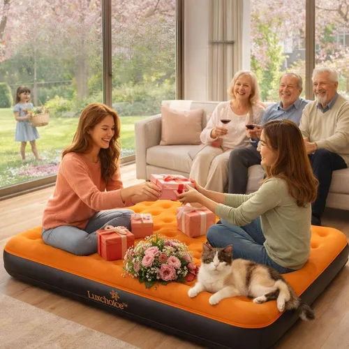 Miniatura 2 de Colchón de aire Luxchoice con bomba recargable USB incorporada, colchón inflable portátil para acampada, colchón hinchable, cama de aire, cama