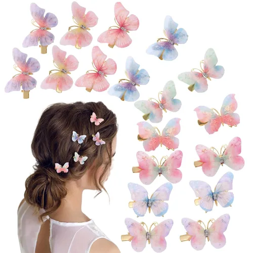 18 pinzas para el cabello con diamantes de imitación de mariposa para adolescentes y mujeres, clips de mandíbula Y2K con purpurina, lindos regalos