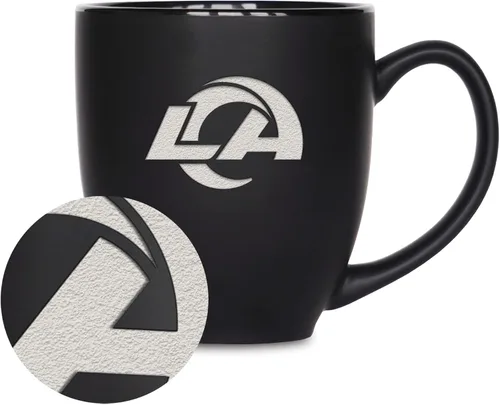 Miniatura 10 de Rico Industries Taza Bistro Mate Negra de Fútbol Americano NFL de 15 onzas - Para Bebidas Calientes o Frías - Logotipo del Equipo Grabado para una