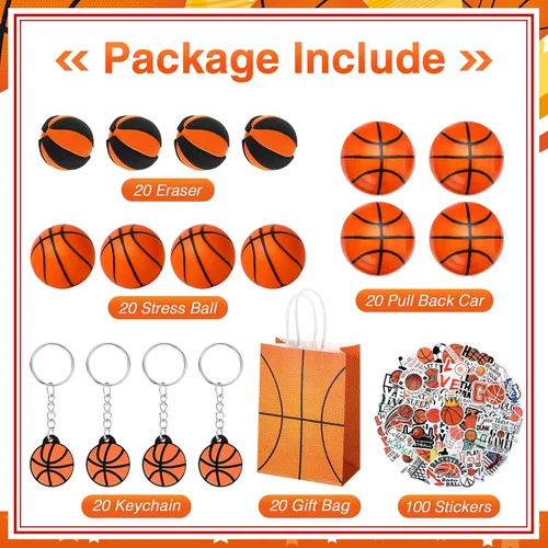 Miniatura 2 de Aoriher Juego de 200 piezas de recuerdos de fiesta deportiva, bolsas de regalo para fiestas deportivas, bolas deportivas de espuma, llaveros