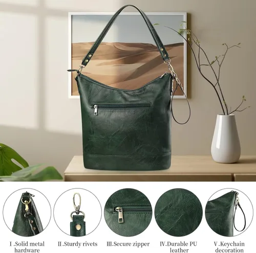 Miniatura 5 de FUKUYIN Bolso de mano para mujer bolso de hombro de piel sintética suave para mujer bolso bandolera grande para mujer