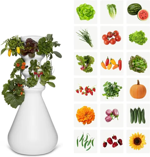 Miniatura 9 de Kit de inicio Lettuce Grow Farmstand con anillos luminosos y 12 créditos para plántulas Pequeño kit de sistema de cultivo hidropónico Torre