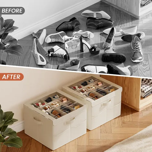 Miniatura 8 de PHINOX Organizador de zapatos para armario, se adapta a 16-32 pares, caja de almacenamiento de zapatos