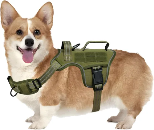 Miniatura 35 de Arnés para perros grandes resistente, arnés táctico sin tirones para perro con sistema Molle, chaleco para perro de servicio fácil de poner y Negro