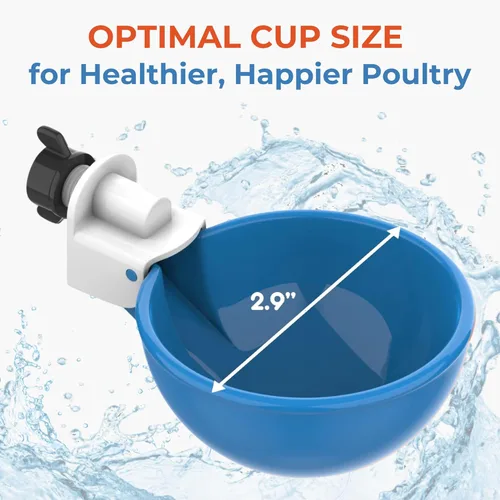 Miniatura 5 de Lil Clucker - Vasos de agua automáticos grandes azules adecuados para patos, gansos, pavos y conejos, kit de alimentador de agua, bebedero para aves