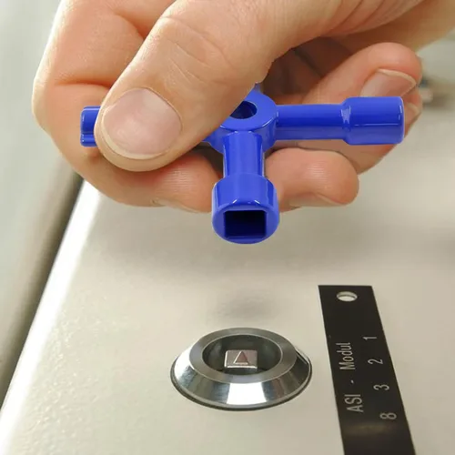 Miniatura 5 de 3 llaves eléctricas multifuncionales de 4 vías para gabinete, llave cuadrada triangular para elevador, válvula de medidor de agua, gabinete de Azul