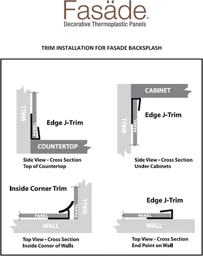 Miniatura 4 de FASÄDE Vinilo decorativo de 47 pulgadas en J en negro mate (paquete de 5) Decorative Vinyl Trim