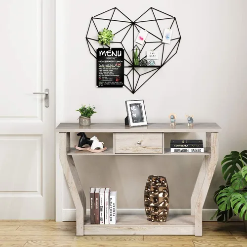 Miniatura 2 de Giantex Mesa consola de entrada de fácil montaje con cajón de almacenamiento y estante inferior, muebles multifuncionales para el hogar, pasillo