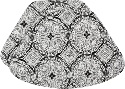 Miniatura 5 de Grey Medallion - Manteles individuales en forma de cuña de tela para exteriores, juego de cuatro Plus con cargador central redondo