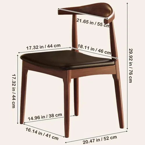 Miniatura 3 de Ytaoka Juego de 2 sillas de comedor de madera maciza, sillas de comedor de mediados de siglo, sillas tapizadas de piel sintética con respaldo