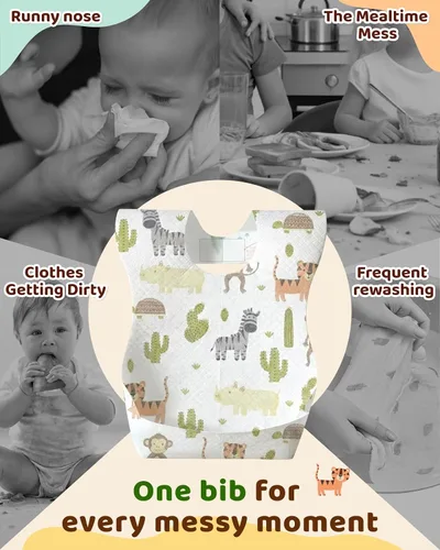 Miniatura 4 de Lictin Disposable Baby Bibs, Individually Packaged, Hygienic and Convenient for Toddler, Baby Travel Essentials, 20/50pcs