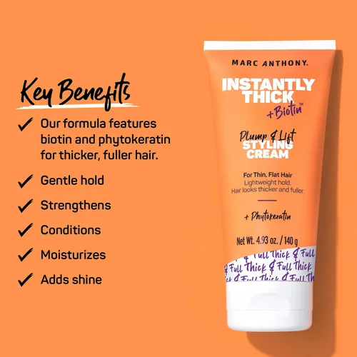 Miniatura 3 de Marc Anthony Crema de peinado engrosante para cabello fino y plano, grueso al instante, crema voluminizadora para el cabello con biotina, sujeción