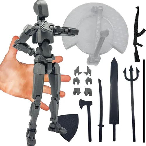 Miniatura 11 de Figura de Acción Dummy20 Impresa en 3D de Tamaño Corporal Ampliado de 8.1 pulgadas, Juguete Mecánico Móvil de Cuerpo Completo, Múltiples Accesorios