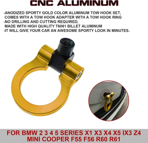 Miniatura 5 de Xotic Tech JDM Sport Track Racing Style CNC Aluminio atornillable gancho de remolque delantero trasero compatible con BMW 2 3 4 5 Series X1 X3 X4 X5