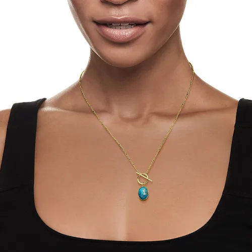 Miniatura 2 de Ross-Simons Collar de palanca turquesa en oro de 18 quilates sobre plata esterlina