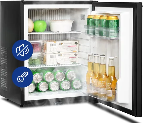 Miniatura 9 de Mini refrigerador con cerradura de 1.0 pies cúbicos, refrigerador pequeño de 110 V 12 V, puerta reversible, silencioso, sin ruido para dormitorio
