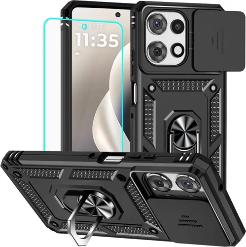 Miniatura 15 de HNHYGETE Funda para Moto G Power 5G 2024 con protector de pantalla: [grado militar de 20 pies a prueba de caídas] Funda protectora a prueba