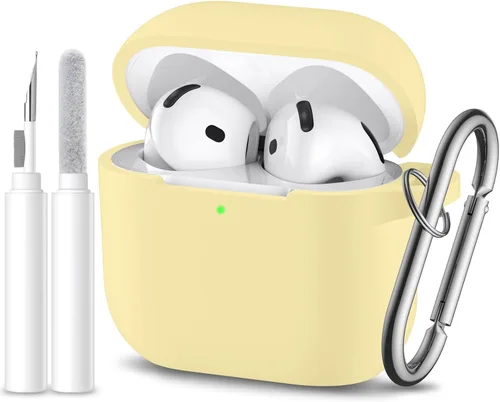 Miniatura 32 de Funda protectora completa de silicona suave para AirPods 4 con llavero y kit de limpieza, compatible con Apple Airpods 4 para mujeres y hombres