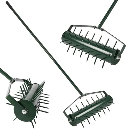 Aireador de césped rodante de 21 pulgadas, herramienta manual de servicio pesado con picos penetradores pre-soldados de 2.2 pulgadas y mango de 50