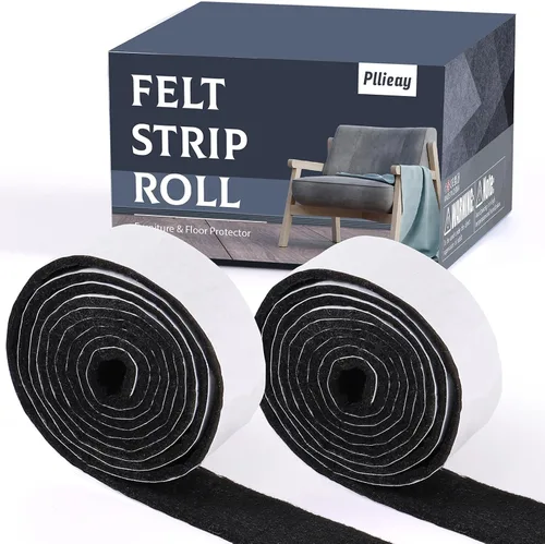 Miniatura 8 de Pllieay Paquete de 2 rollos de tiras de fieltro con respaldo adhesivo, almohadillas de fieltro para muebles de uso pesado para pisos de madera dura