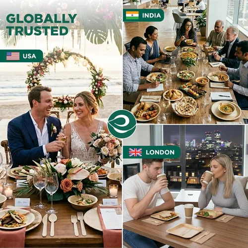 Miniatura 5 de ECO SOUL Cuencos desechables de hoja de palma como bambú, 5 onzas, redondo, paquete de 100 vajillas biodegradables y compostables para fiestas