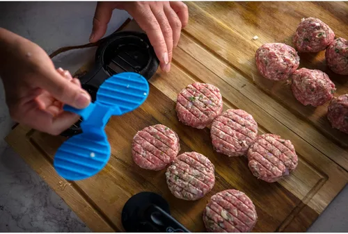 Miniatura 7 de Napoleon Kit de prensa gourmet para hamburguesas, prensa deslizante, hamburguesas rellenas, apto para lavavajillas