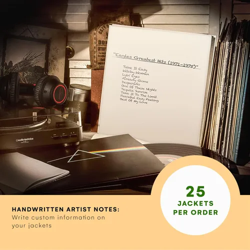 Miniatura 4 de TunePhonik Chaquetas de disco de vinilo LP de 12 pulgadas, revestimiento blanco sin agujero central, paquete de 25 unidades, fabricadas en Estados